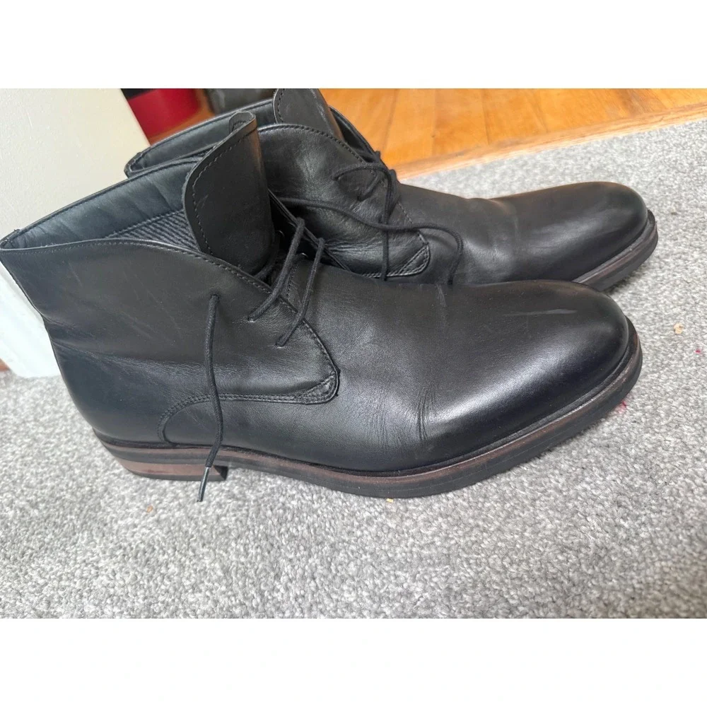 Saks Fifth Avenue Rimini Mens Black Leather Chukka Ankle Boots Size 12M